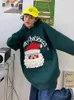 Pulls pour femmes Santa Imprimer Femme Pull rouge Top O-Cou Lâche Chaud Tricots Automne Hiver Noël Fête de famille Casual Chic Femme Jumper