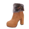 Chaussures d'hiver Femmes hautes Boots Fur Fat Warm Fory For Super Square Talon 10cm 230922