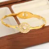 Bangle Gold Color Round Hollow Zircon Bamboo Stainless Steel Bangles Bracelets For Women Luxury Waterproof Jewelry Gifts