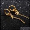 Dangle Lustre Gland Étoile Chaîne Boucles D'oreilles En Acier Inoxydable Or Hiphop Pentagramme Boucle D'oreille Pour Femmes Hommes Corps Fashio Dhgarden Dhw2Z