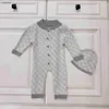 New kids jumpsuits Grid letter jacquard infant bodysuit Size 50-80 Two piece set born baby Knitted onesie and Knitted hat Dec10