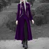 Women's Trench Coats Women Long Sleeve Velvet Tailcoat Jacket Vintage Gothic Dress Autumn Vampire Outerwear Medieval Cosplay Costume