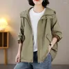 Women's Trench Coats Jacket 2023 Spring Autumn Hooded Loose Casual Female Windbreaker Korean Version Long Sleeved Ladies Coat