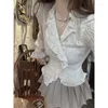 Blouses pour femmes MEXZT Vintage Shirts Femmes Streetwear Ruffles TUNIC Crops Sweet Korean Elegant Elegant Long Sleeve Slim Casual