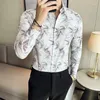 Camisas casuales para hombres Camisa Masculina talla grande 4xl estampado de moda Manga larga para hombres ropa de ropa de negocio Formal Slim Fit Club/Prom Tuxedo