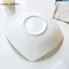 Plates Jingdezhen Bone China Dinner Pure White Ceramic Plate Household Pasta Square Kitchen Dish Warped Angle