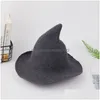 ADT Kids Halloween Witch Hat Wool Knit Solid Party Fancy Dress Witches Top Pointed Caps Dresses Up Cosplay Props Drop Delivery Dhihd