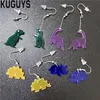 KUGUYS mode acrylique bijoux personnalisé clair acrylique longues boucles d'oreilles cadeau multicolore couleurs petit dinosaure balancent boucle d'oreille pour Wome255p