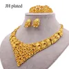 Earrings & Necklace Jewelry Sets Dubai 24k Gold Color African Wedding Bridal Gifts For Women Bracelet Ring Set Jewellery Collares310V