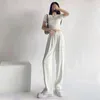 Kadın Pantolon Y2K Giysileri Beyaz Takım Pantolon Yaz Günlük Sürükleme Kat Düz Geniş Bacak Kore Stili 2023