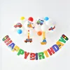 Ins Car Bus Theme Birthday Party 1st Banner Decoration White Balloons Clound Scene Background wall Boy Girl Baby Shower 231227