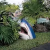 Creative White Shark Garden Art estátua de estátua de resina de escultura na parede da cabeça de cabeça pendurada em casa Decoração de quintal 231227