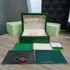 hjd Rolex Роскошные часы Мужские коробки для часов Оригинальные внутренние внешние женские часы Коробки Мужские наручные часы Зеленые коробки буклет-карточка 116612511