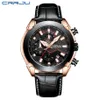 Crrju Mens Chronograph Quartz Watch Men Luxury Date Luminous Waterfoof Watches LeathRystrap Dress Wristswatch Erkek Kol SA268S