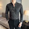 Мужские повседневные рубашки Осенняя мода с длинным рукавом для мужской одежды 2023 Business Slim Fit Club/Prom Tuxedo Camisas de Hombre
