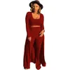 2024 Designer Fall Winter Ribbed Tracksuits Women 3 Pieces Sets Long Sleeve Cardigan Tank Top and Wide Leg Pants Casual Stretchy Outfits Wholesale Clothes 10355