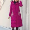 Trench-Coats pour femmes, vêtements d'hiver en coton, couleur unie, longueur, veste ample, à capuche, coupe-vent, confortable, chaud
