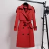 Women's Trench Coats 2023 Autumn Coat Mid-Length Korean British Style Elegant Ladies Slim Fit Overknee Belted Long Jacket