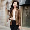 Veste de femmes noires en cuir féminin 2023 Spring automne Broit Blazer décontracté Vêtements 4xl Work Wear Jackets Coats Outwear Tops Q479