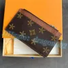 Porte-clés longs portefeuilles en cuir véritable fentes titulaire Designers fermeture éclair pour hommes porte-cartes pour femmes porte-cartes à fleurs marron
