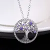 Collana a ciondolo creativa creativa verde viola zircone albero della vita collana naturale vento gioielli a sospensione cadenas mujer