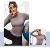 Yogapak sportjack effen kleur sportjack strak yogajack met lange mouwen en ritssluiting