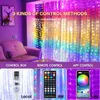 RGB LED Curtain Lights Fairy String com Smart App Control Garland para Decoração de Festa de Casamento de Casamento de Natal 231227