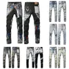 Heren jeans jeans paarse jeans designer jeans voor heren rechte skinny broek jeans baggy denim europese jean hombre heren broek broek biker borduurwerk gescheurd voor tr