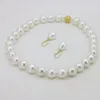 Lista de conjunto de brincos de colar! 14mm Branco Mar Sul Shell Pérola 18 POLEGADAS Moda Feminina Roupas Design e Colocação de Joias