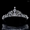 Clips de cheveux Cube Zirconia Pearls Tiara for Wedding Crystal Princess Tiaras Diadem Girl Prom Party Head Jewelry Accessoires