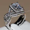 4CT Princess Cut Luxury Bijoux 10kt White Or rempli Topaz CZ Diamond Diamant Diamine Wedding Anneaux de fiançailles Pilt pour les femmes201a