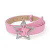 Cinturones Moda Spicy Girl Millennium Pink Y2K Estilo Estrella Versátil Cinturón PU Cuero Metálico Fresco Moda Lujo Moda