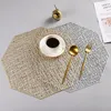 Table Mats Creative Pvc Placemat Solid Color Hollow Octagonal Western Heat Insulation Pad Home Non-Slip Bowl Mat For Decor