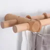 Natural Beech Curtain Rod Solid Wood Roman Poles Single Double Japanese Treet Trackets Holder Accessories Anpassade 231227