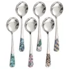 Spoons 6 Pcs Hand-Pulled Noodle Stainless Steel Round Spoon Soup Rice Metal For