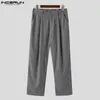 Pantaloni da uomo INCERUN 2023 Pantaloni stile coreano Pantaloni di velluto a coste gamba dritta Pantaloni casual semplici maschili Vendita pantaloni lunghi larghi S-5XL