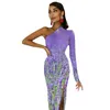 Casual Dresses Fields Of Lavender Long Dress Woman Purple Flowers Print Aesthetic Maxi Elegant Bodycon High Slit Graphic Vestidos