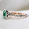 Magnifiques bagues de mariage rondes en Zircon vert pour femmes, Micro pavé de cristal, cadeaux nobles, bagues de fiançailles, bijoux classiques