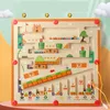 Labyrinthe magnétique de couleurs et de chiffres, jouets Montessori pour enfants de 3 ans, puzzle en bois, planche d'activité, apprentissage du comptage éducatif 231228