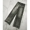 Y2K Streetwear Punk Hip Hop Jeans West Workwear Ripped Rap Style Loose Wash Plus Size Clothing Men Mopping Pants 231227