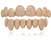 18K Oro Oro Rosa Oro Bianco Vampire Grillz Ghiacciato Fang Griglie Diamante Pieno Cosplay Dente Cap Bocca Dentale Denti Bretelle Ornamen8732798