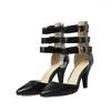 ドレスシューズYmechic Women Party Office Summer Ankle Backle Strap Gladiator High Heels Pumps Red Black Pointed Toe Sexy Ladies