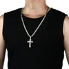 宗教的な男性ステンレス鋼の十字架クロスペンダントネックレス重いビザンチンチェーンネックレス