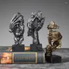 Decorative Figurines Nordic Creative Abstract Sculpture Silence Is Gold Figurine Ornaments Art Resin CraftOffice Home Decoration Accessories