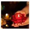 Świecane uchwyty Glass Lotus Flower Holder Wysokiej jakości kryształowy herbata światła świeca ręcznie robione buddyjskie rzemiosło wystrój domu SN5314 DHBYT