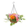 Flores decorativas naturais olhando cesta de suspensão flor artificial vibrante com gancho para simulação de aparência realista