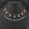 Anhänger-Halsketten, modisches Symbol „Lucky Get Rich“-Halskette für Frauen, lichtbeständige Edelstahl-Halskette, silberfarbene Halsketten, Halsband