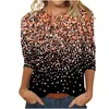 Kvinnors blusar Kvinnor Fall Tops Casual 3/4 T -skjorta för kvinnor Rayon Long Sleeve Juniors Cotton Blend Shirts