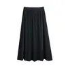 Spódnice plisowane długie spódnica kobiety jesienne zima 2023 Moda elegancka elegancka splicowana siatkowa siatka maxi elastyczna talia luźna faldas