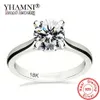 Yanhui z certyfikatem luksusowy Solitaire 2 0CT cyrkonia Diamond Wedding Pierścionki Women Pure 18k Białe Złotne srebro 925 Pierścień ZR128167V